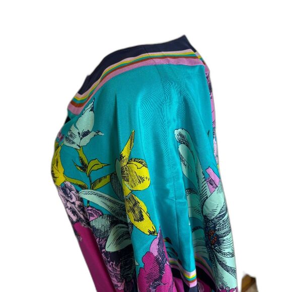 Trina Turk Theodora Grand Garden Multicolor Silk Cover-Up Caftan Dress Womens - Picture 4 of 5